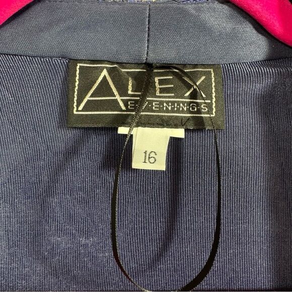 Alex Evenings Blue Floral Metallic Open Front Jacket Size 16 Elegant Formalwear - Picture 5 of 13